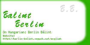 balint berlin business card